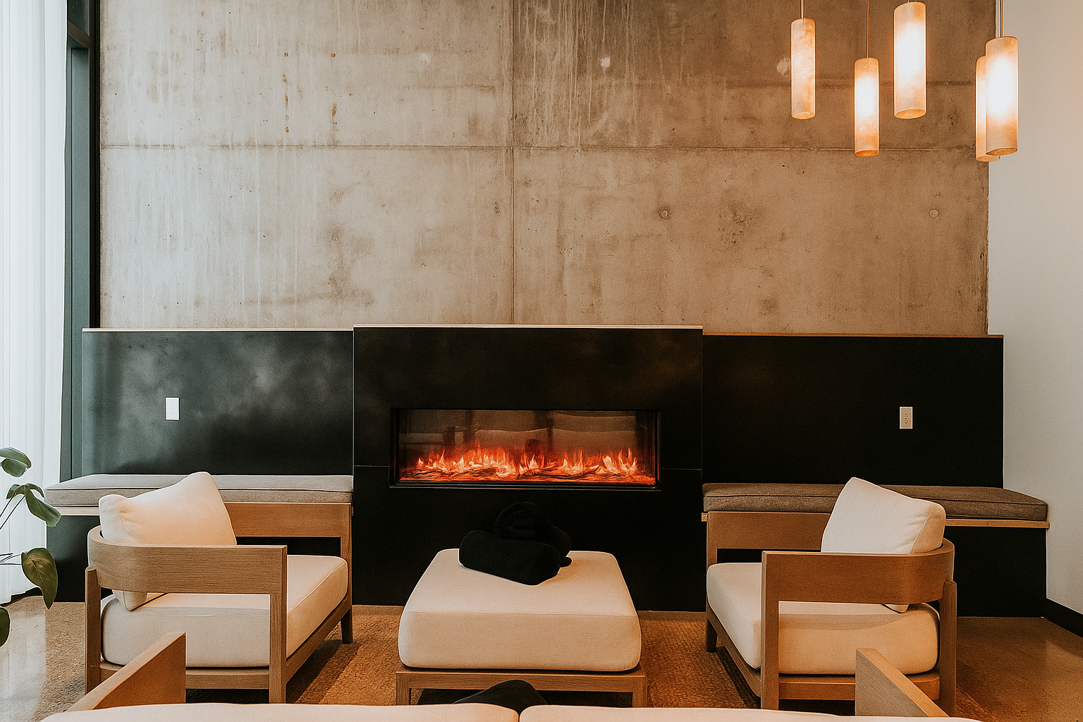 Fireplace at Ananya Spa Seattle
